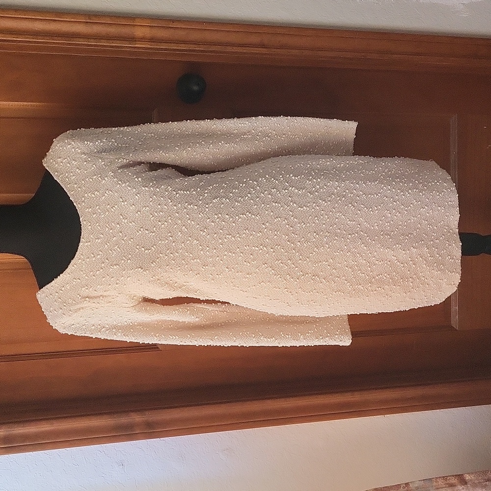 Cream dress with some sequins thru out dress.